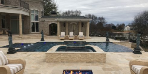 Lombardo Pools Raised Spa With Geometric Shaped Pool